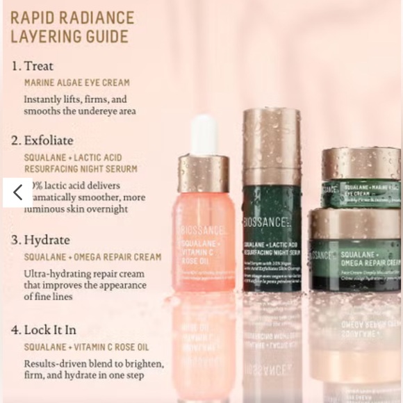 Biossance Your Clean Routine Rapid Radiance treat, exfoliate moisturize lock in - Picture 4 of 6